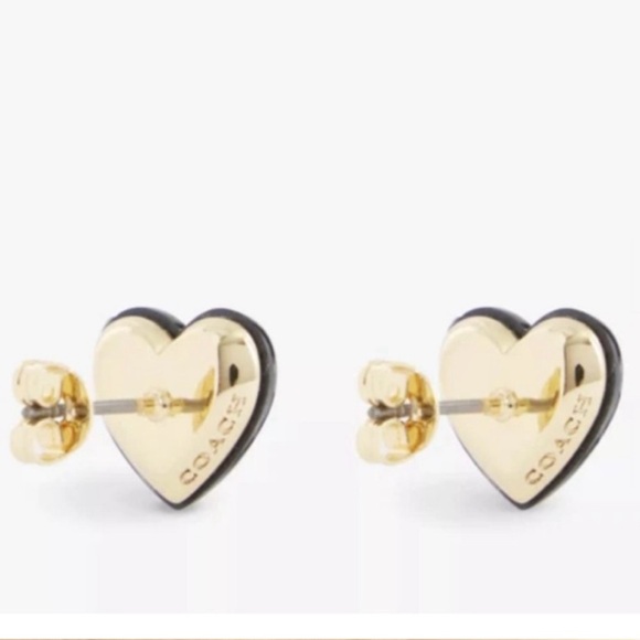 NWT COACH Faux Stone Signature Heart Earrings in Gray - Picture 2 of 5